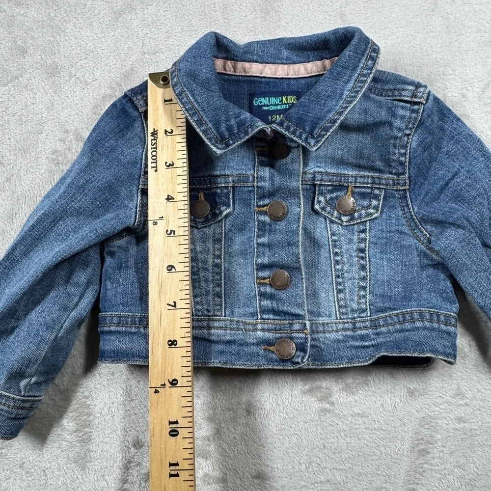 Genuine Kids OshKosh Blue Jean Denim Snap Front Jacket Size Girls 12 Months